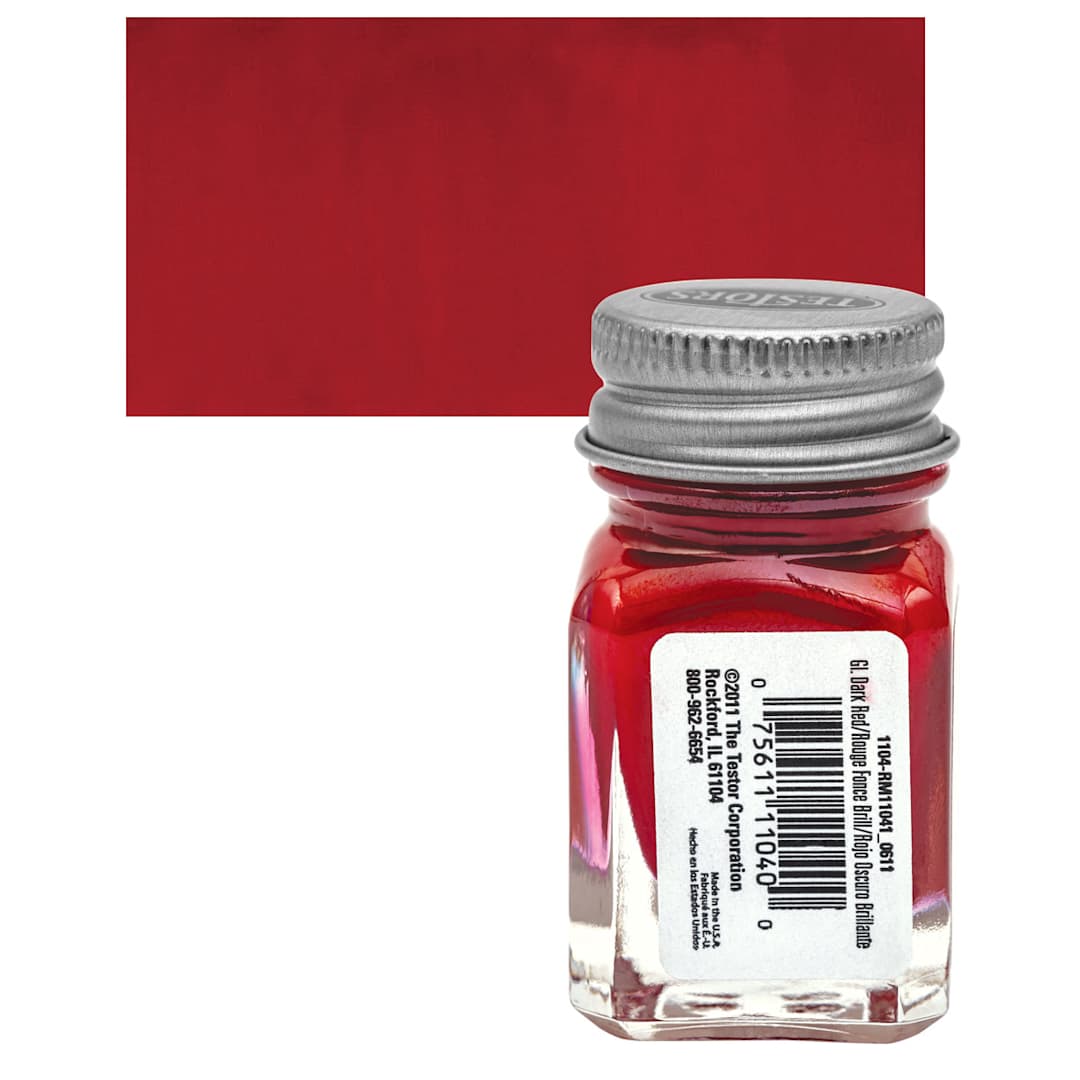 Open in modal - Testors Enamel Paint - Dark Red, 1/4 oz bottle and swatch