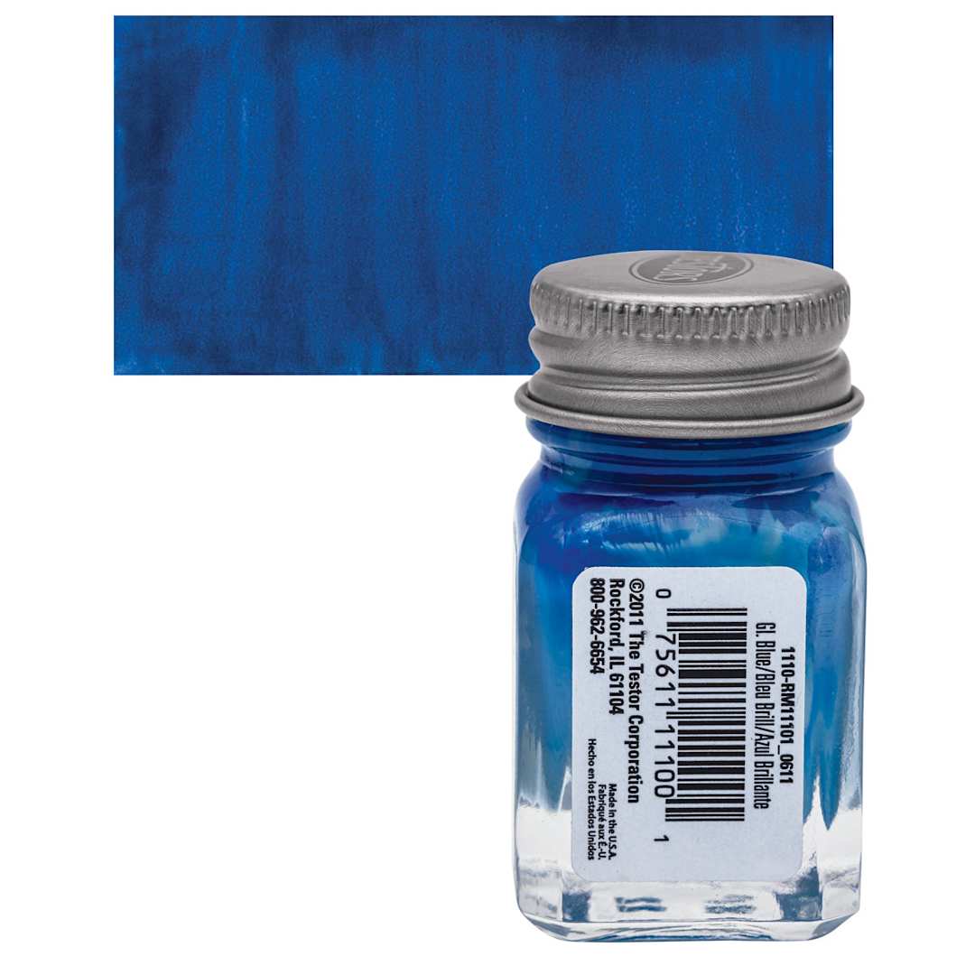 Open in modal - Testors Enamel Paint - Blue, 1/4 oz bottle and swatch