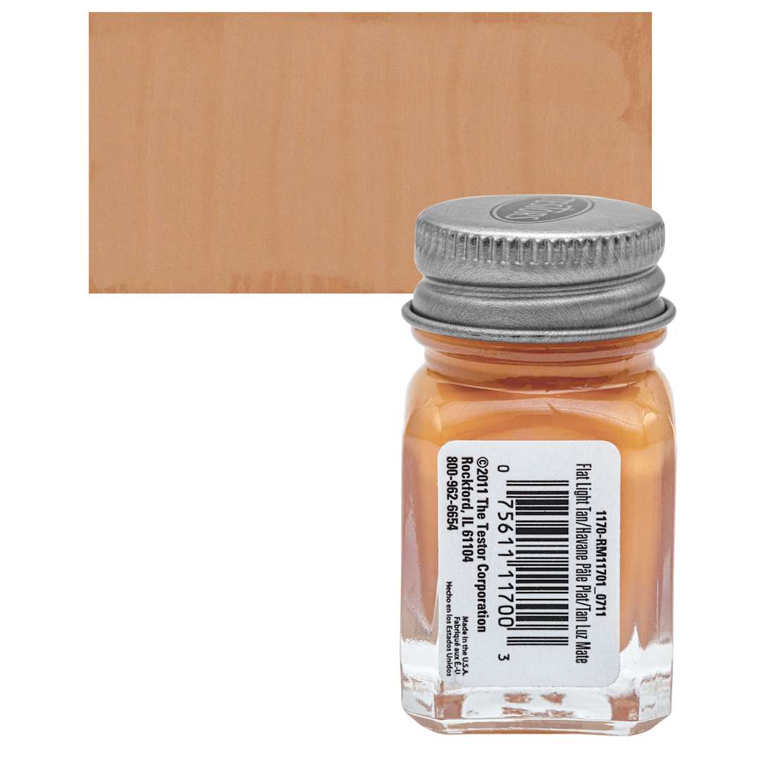 Open in modal - Testors Enamel Paint - Flat Light Tan, 1/4 oz bottle and swatch
