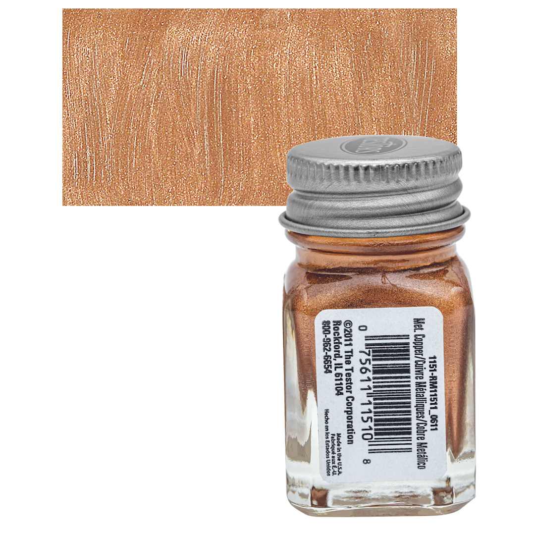 Open in modal - Testors Enamel Paint - Copper, 1/4 oz bottle and swatch
