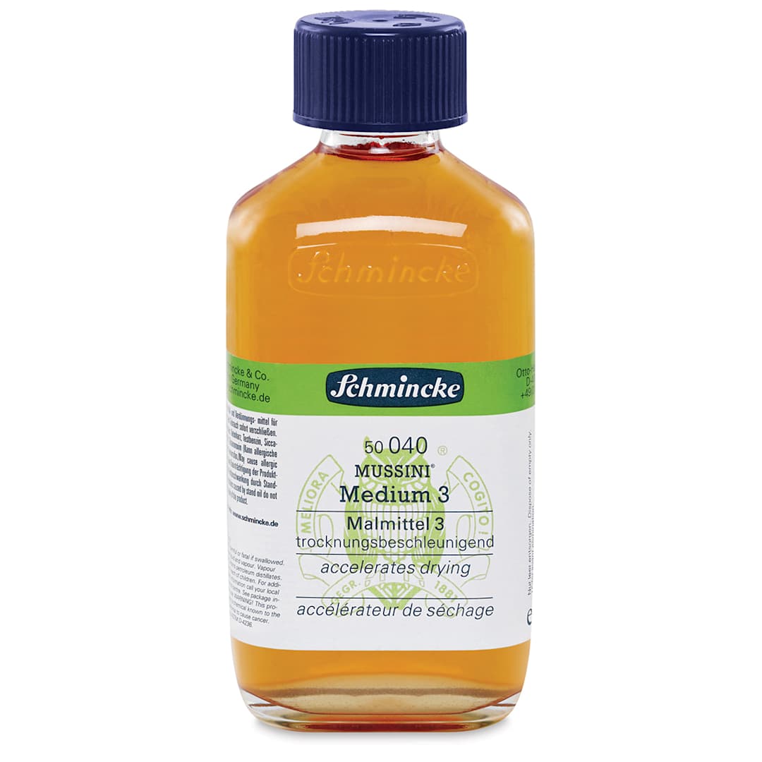 Open in modal - Schmincke Mussini Oil Mediums - Front view of 200 ml Medium 3 bottle