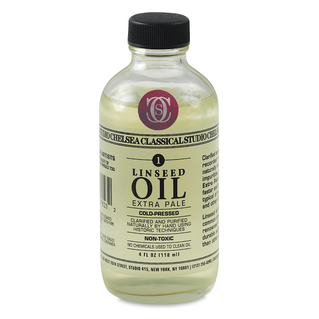 Open in modal - Chelsea Classical Studio Linseed Oil Medium - Front of 4 oz bottle