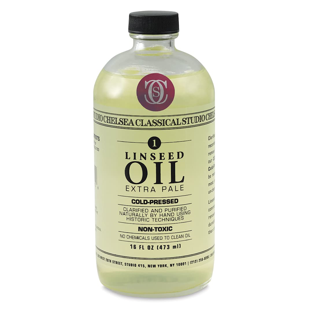 Open in modal - Chelsea Classical Studio Linseed Oil Medium - Front of 16 oz bottle