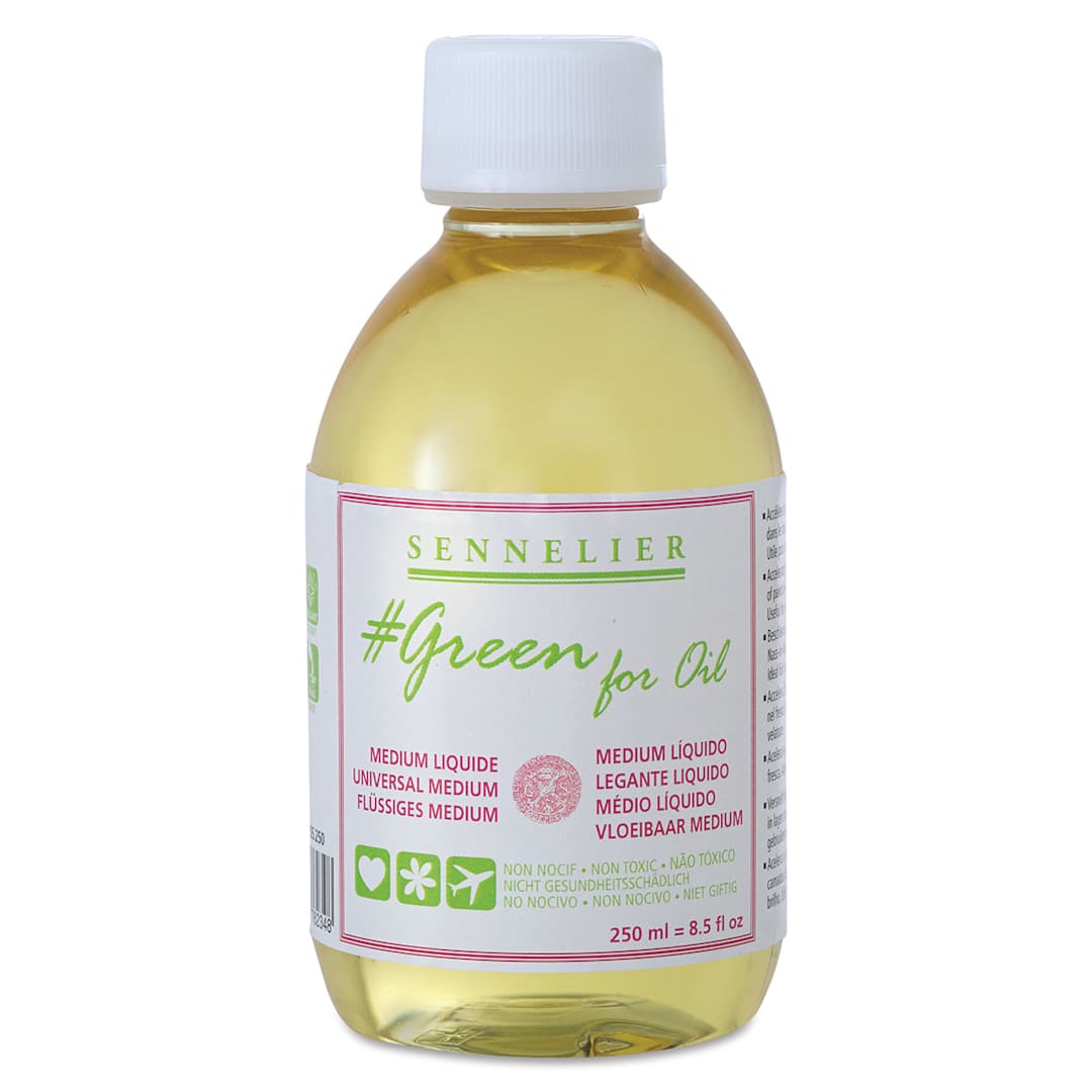Open in modal - Sennelier Green for Oil Mediums - Front of bottle of 250 ml Liquid Medium