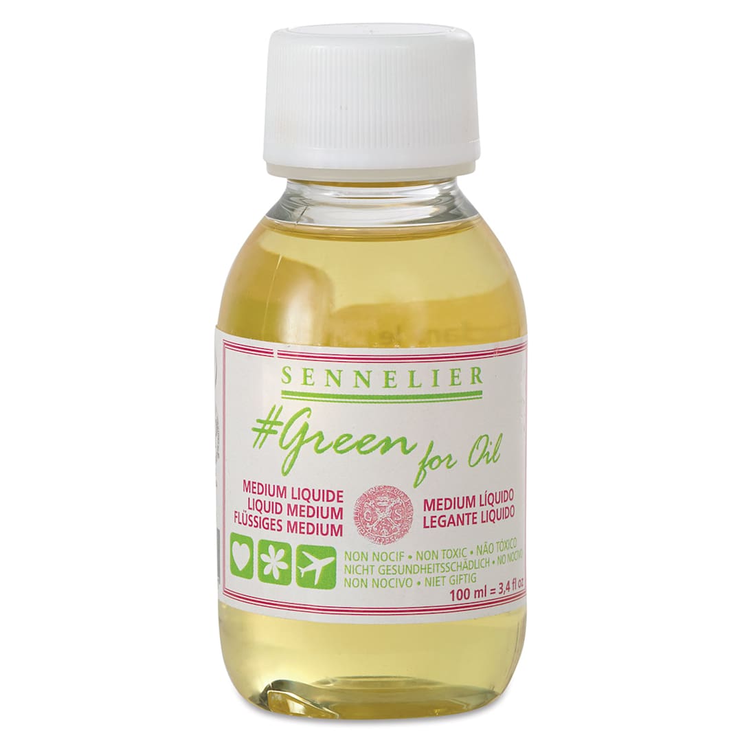 Open in modal - Sennelier Green for Oil Mediums - Front of bottle of 100 ml Liquid Medium