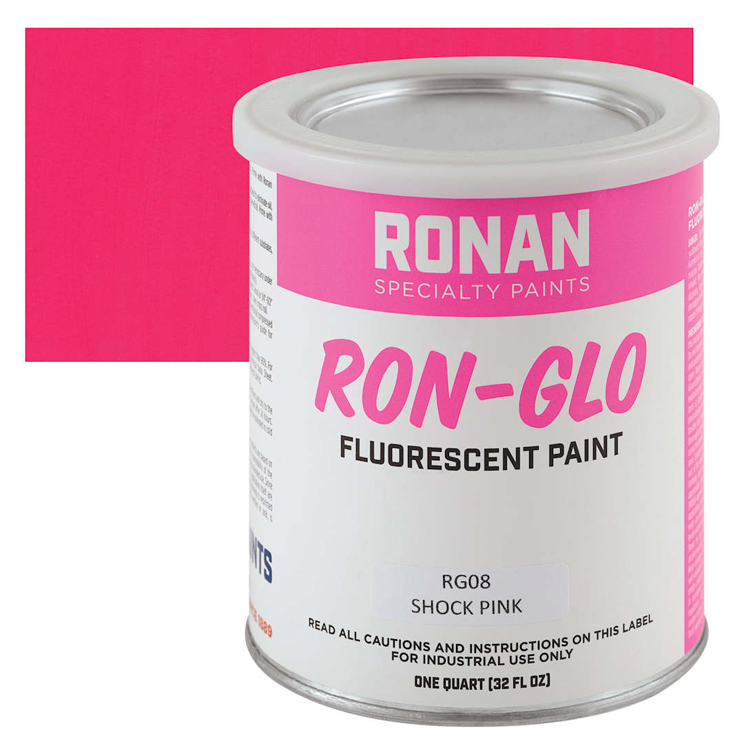 Open in modal - Ronan RON-GLO Fluorescent Paint - Shock Pink, Quart and swatch