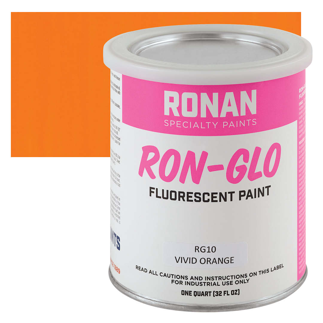 Open in modal - Ronan RON-GLO Fluorescent Paint - Vivid Orange, Quart and swatch