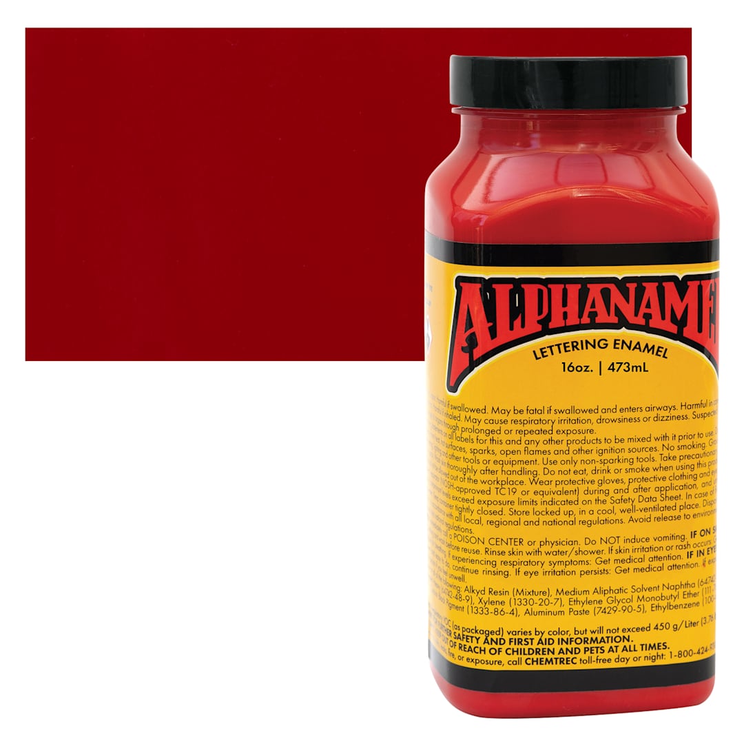 Open in modal - Alpha6 Alphanamel Lettering Enamel - Alpha Red, 473 ml - Bottle and Swatch