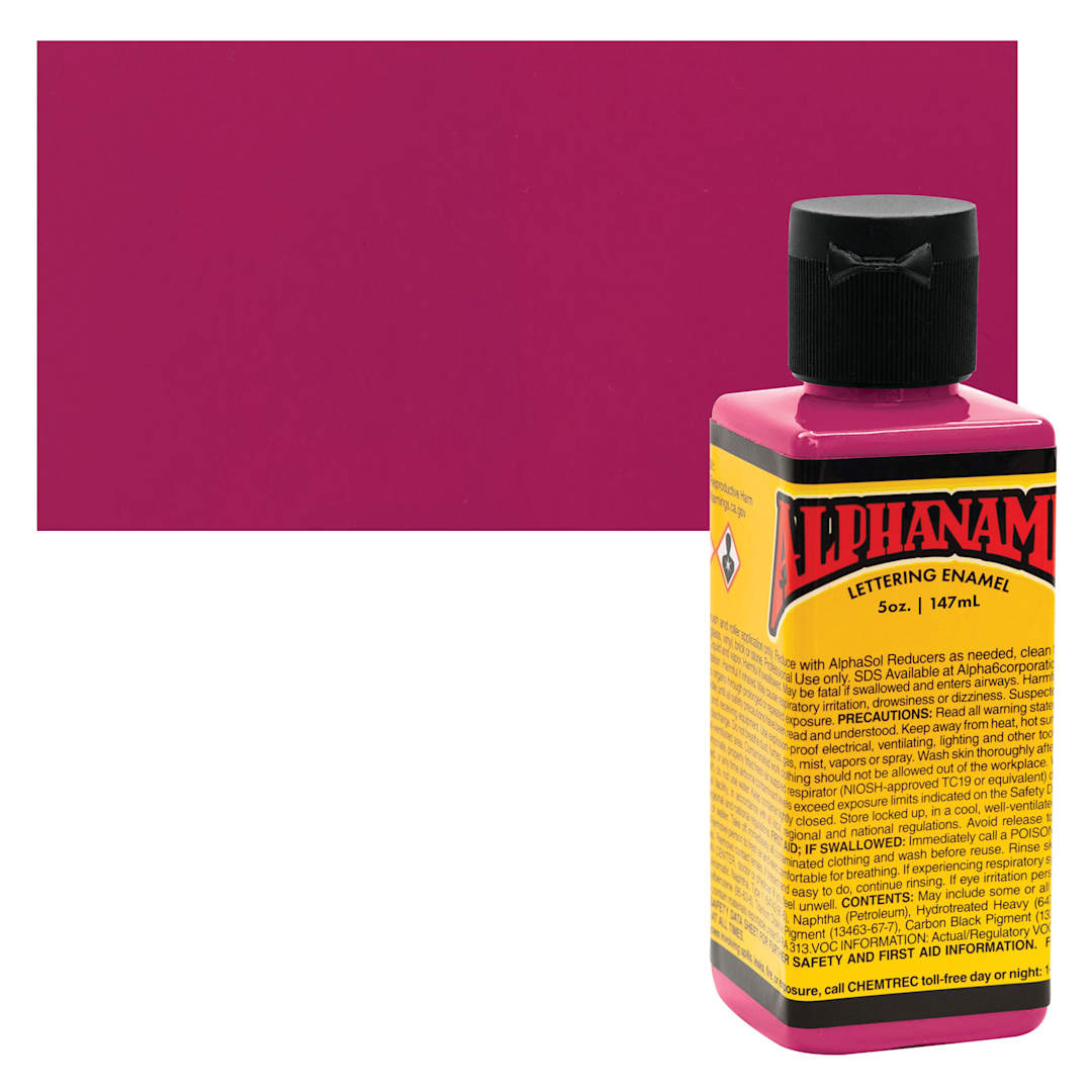 Open in modal - Alpha6 Alphanamel Lettering Enamel - Hot Pink, 147 ml - Bottle and Swatch