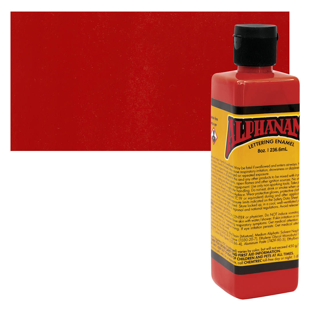 Open in modal - Alpha6 Alphanamel Lettering Enamel - Blood Orange, 236.6 ml - Bottle and Swatch