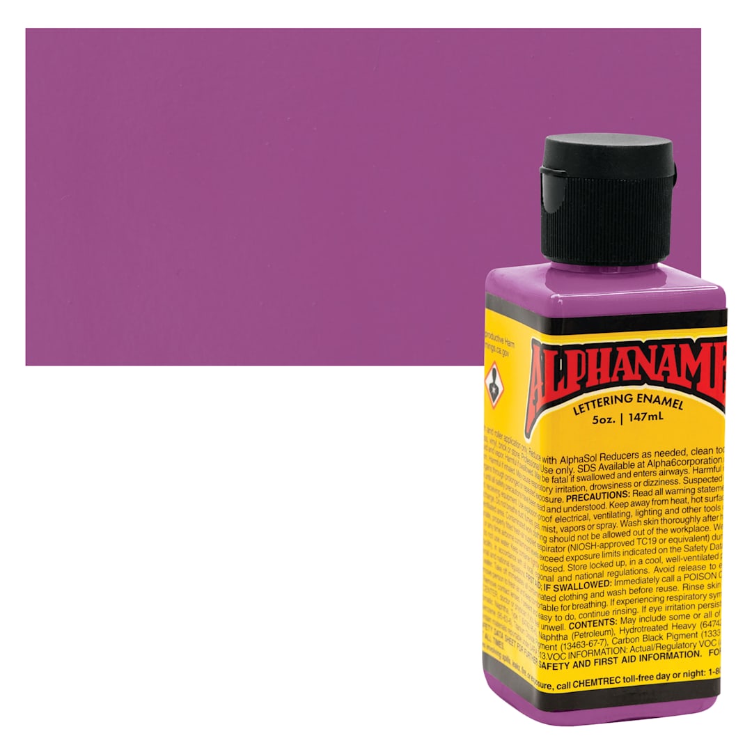Open in modal - Alpha6 Alphanamel Lettering Enamel - Violet, 147 ml - Bottle and Swatch