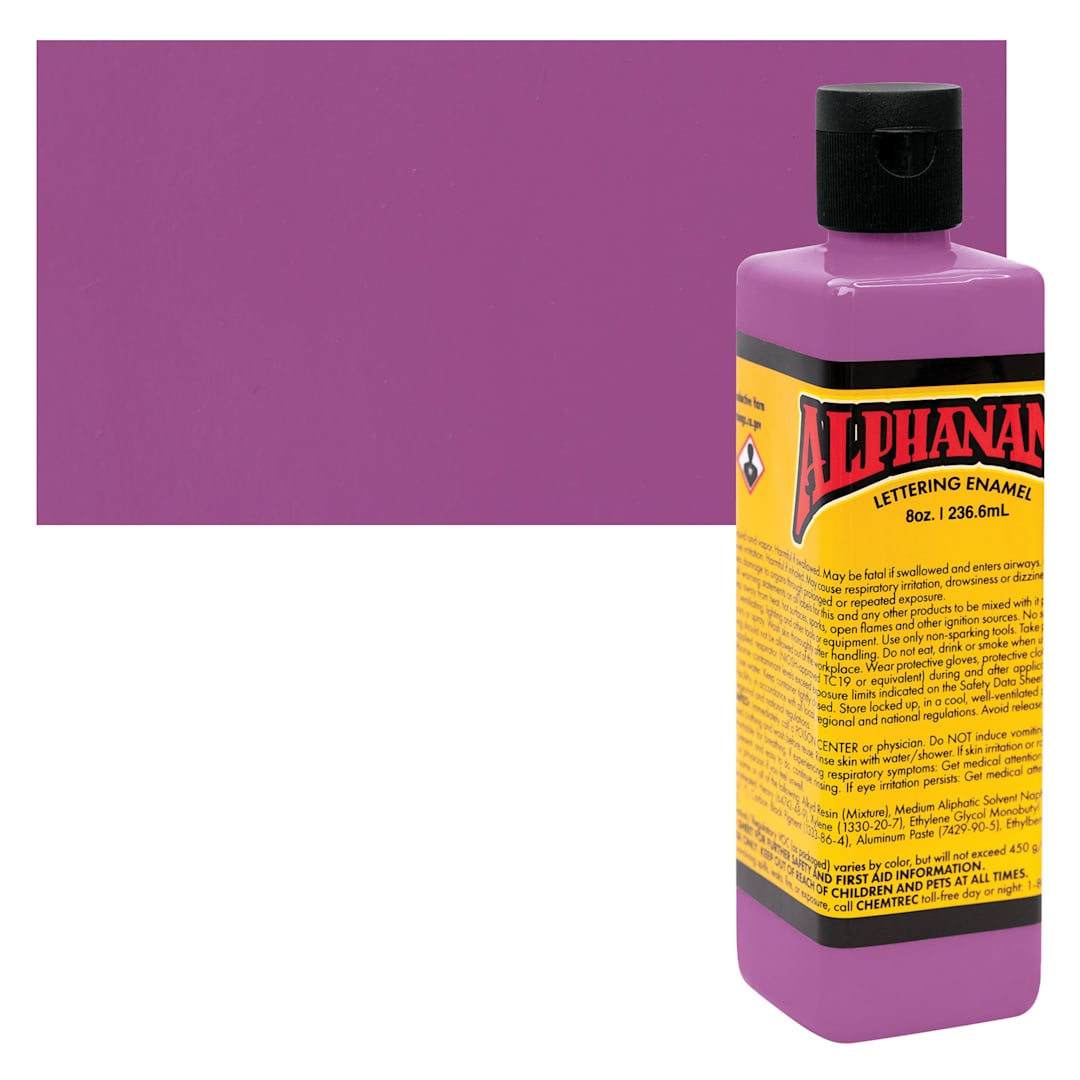 Open in modal - Alpha6 Alphanamel Lettering Enamel - Violet, 236.6 ml - Bottle and Swatch