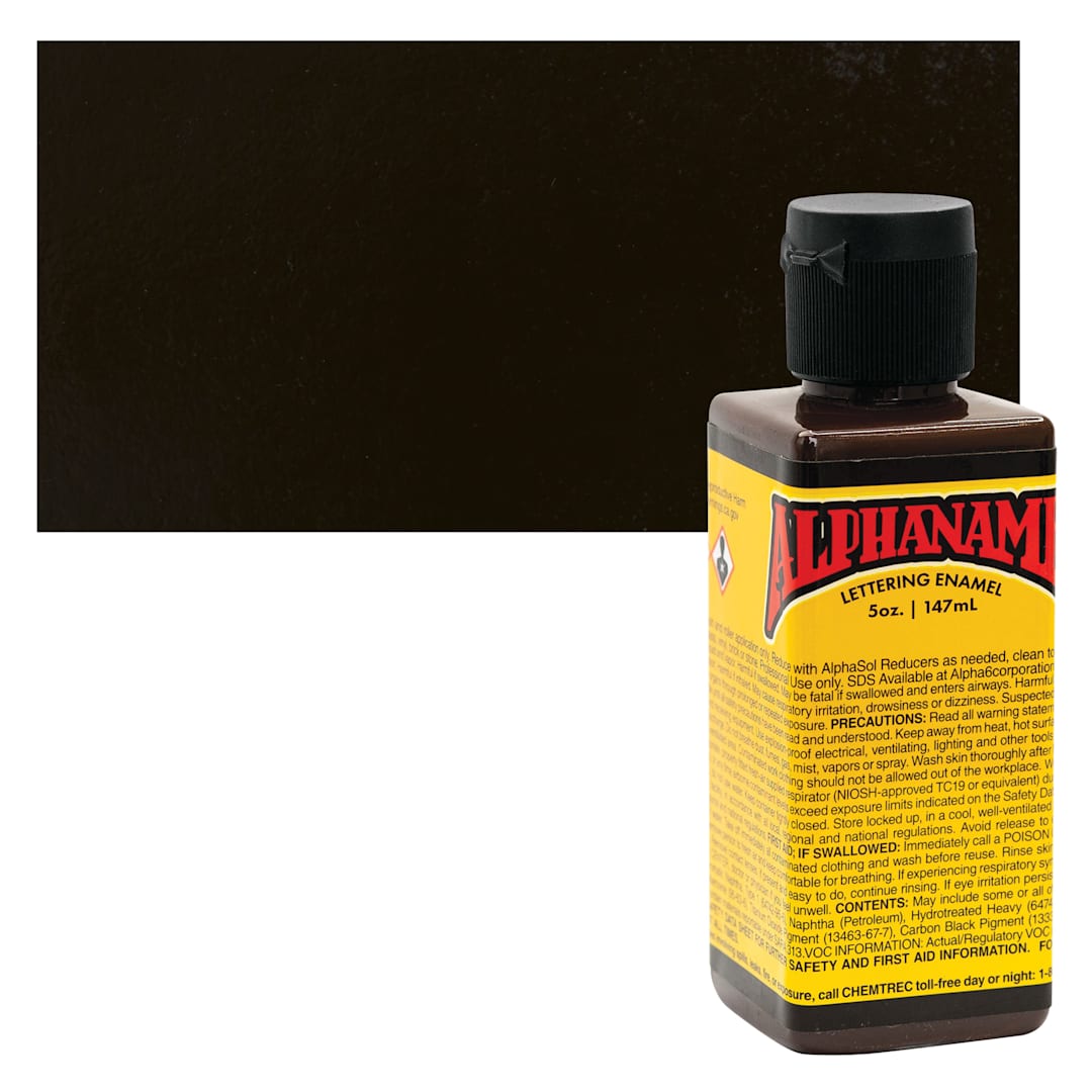 Open in modal - Alpha6 Alphanamel Lettering Enamel - Chocolate, 147 ml - Bottle and Swatch