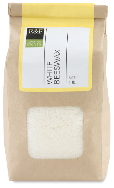 Open in modal - R&F White Beeswax - Front view of 1 lb bag of granulated Beeswax

