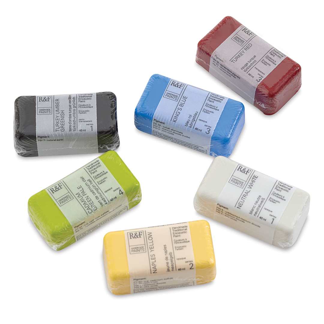 Open in modal - R&F Encaustic Paints - Introductory Set of 6, 40 ml blocks