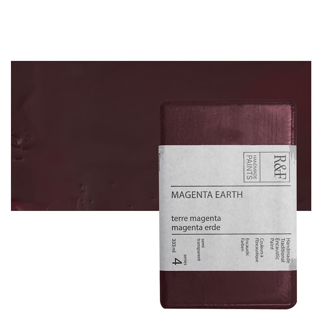 Open in modal - R&F Encaustic Paint Block - Magenta Earth, 333 ml, Block and swatch