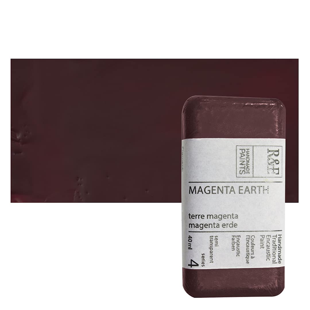 Open in modal - R&F Encaustic Paint Block - Magenta Earth, 40 ml, Block and swatch