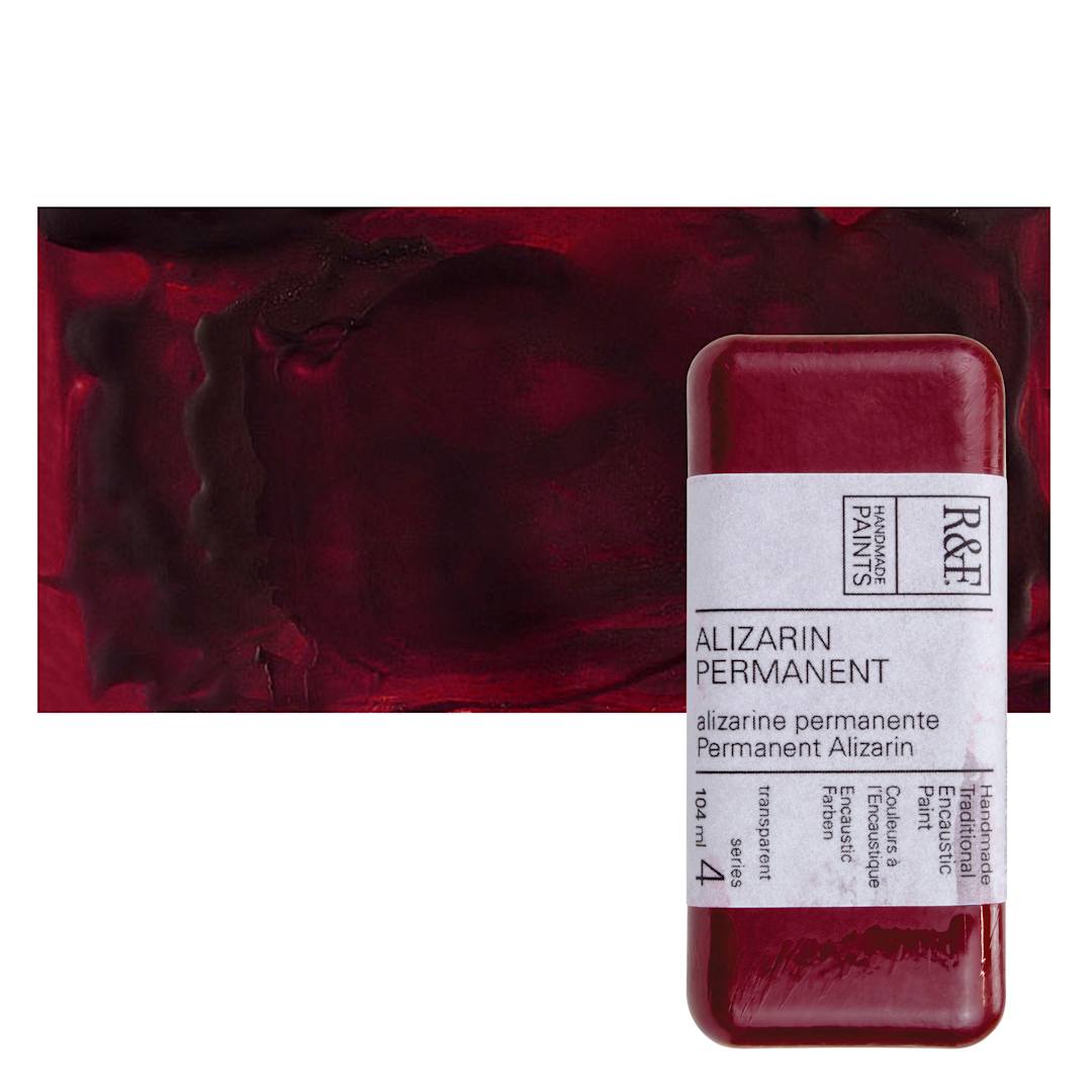 Open in modal - R&F Encaustic Paint Block - Alizarin Permanent, 104 ml block and swatch
