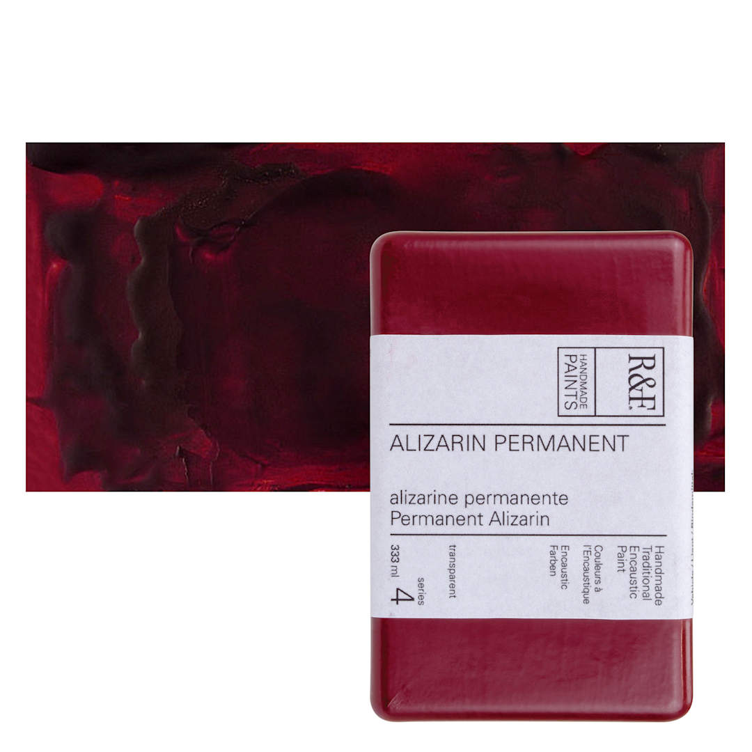 Open in modal - R&F Encaustic Paint Block - Alizarin Permanent, 333 ml block and swatch