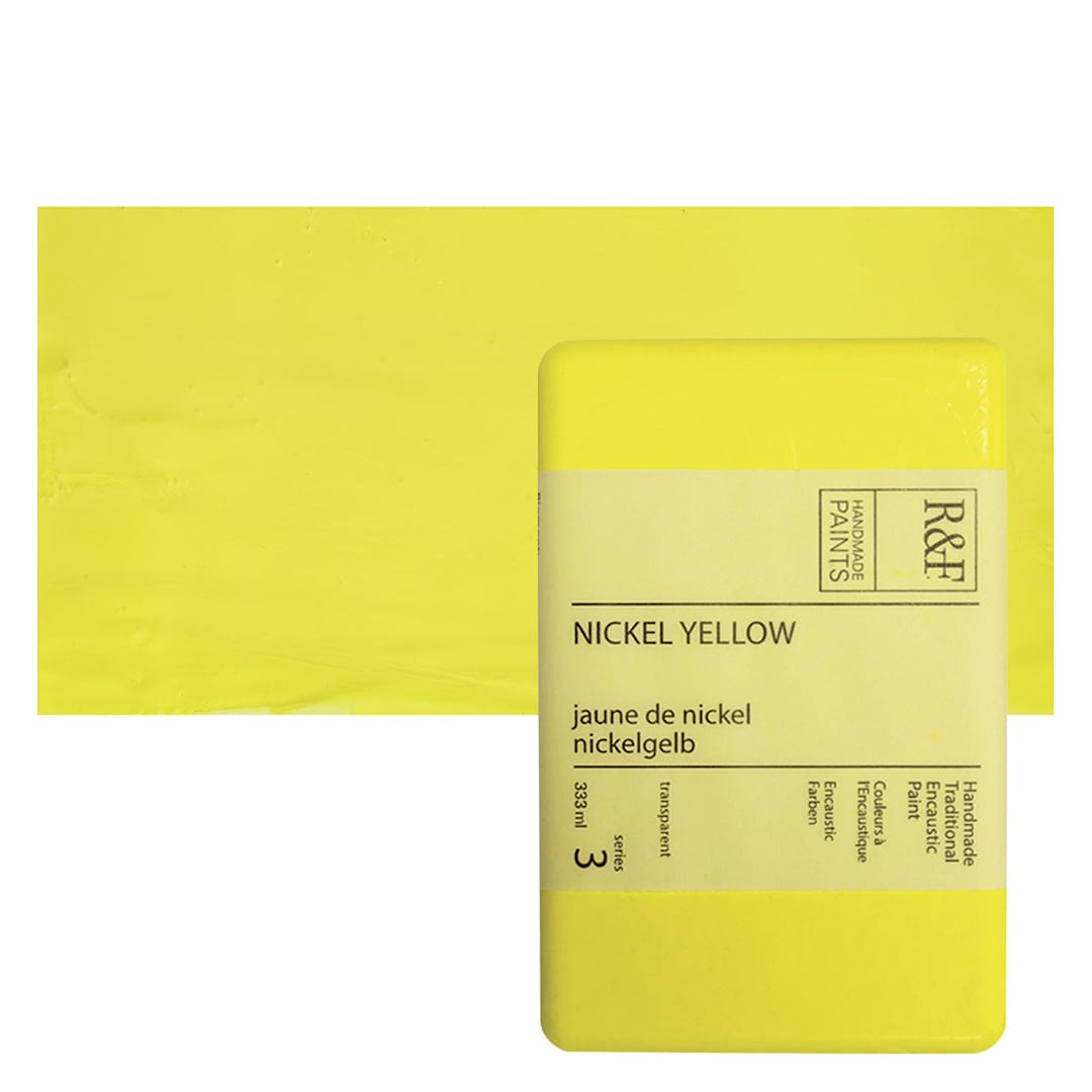Open in modal - R&F Encaustic Paint Block - Nickel Yellow, 333 ml, Block and swatch