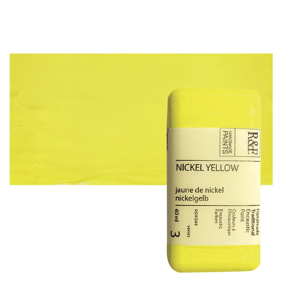Open in modal - R&F Encaustic Paint Block - Nickel Yellow, 40 ml, Block and swatch