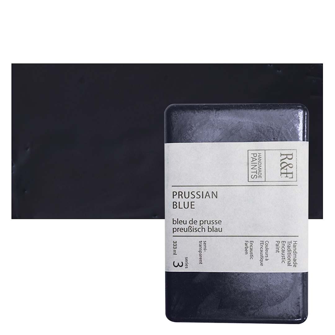Open in modal - R&F Encaustic Paint Block - Prussian Blue, 333 ml, Block and swatch
