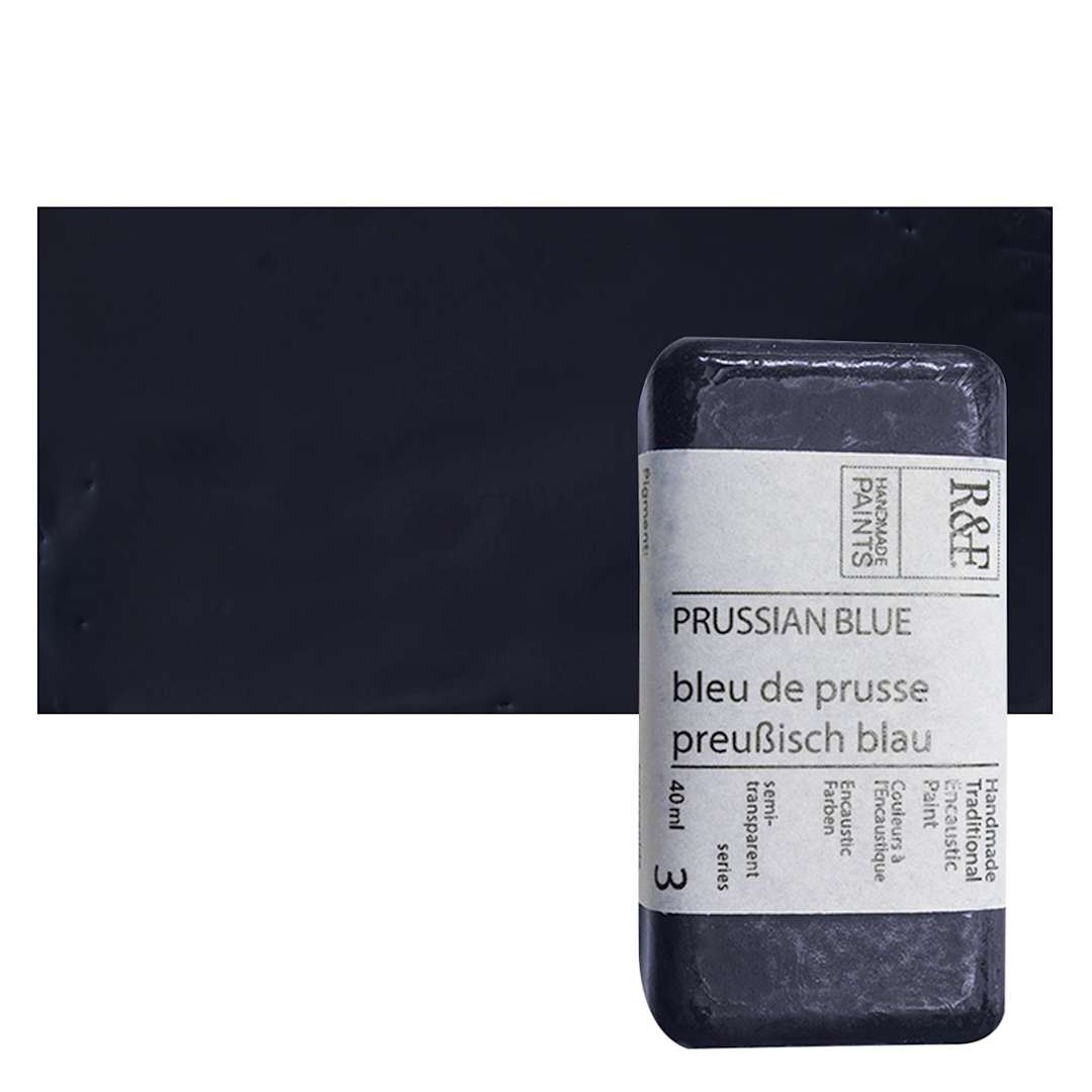 Open in modal - R&F Encaustic Paint Block - Prussian Blue, 40 ml, Block and swatch