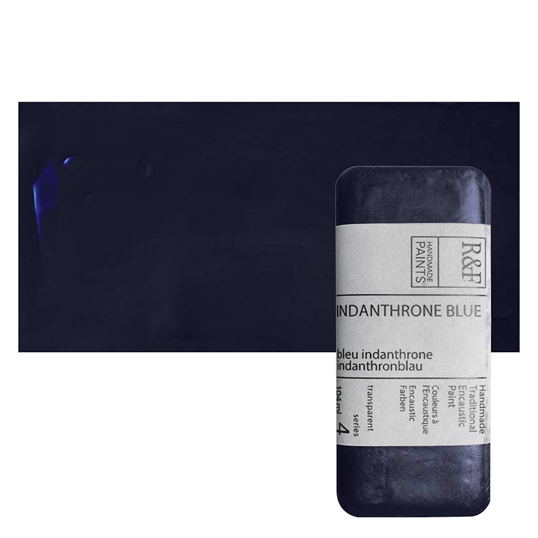 Open in modal - R&F Encaustic Paint Block - Indanthrone Blue, 104 ml, Block and swatch