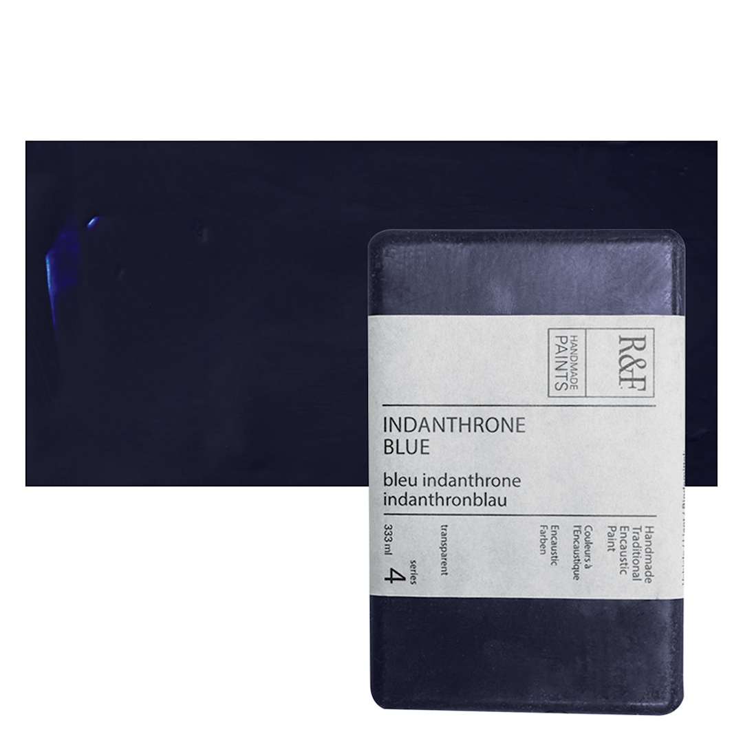 Open in modal - R&F Encaustic Paint Block - Indanthrone Blue, 333 ml, Block and swatch