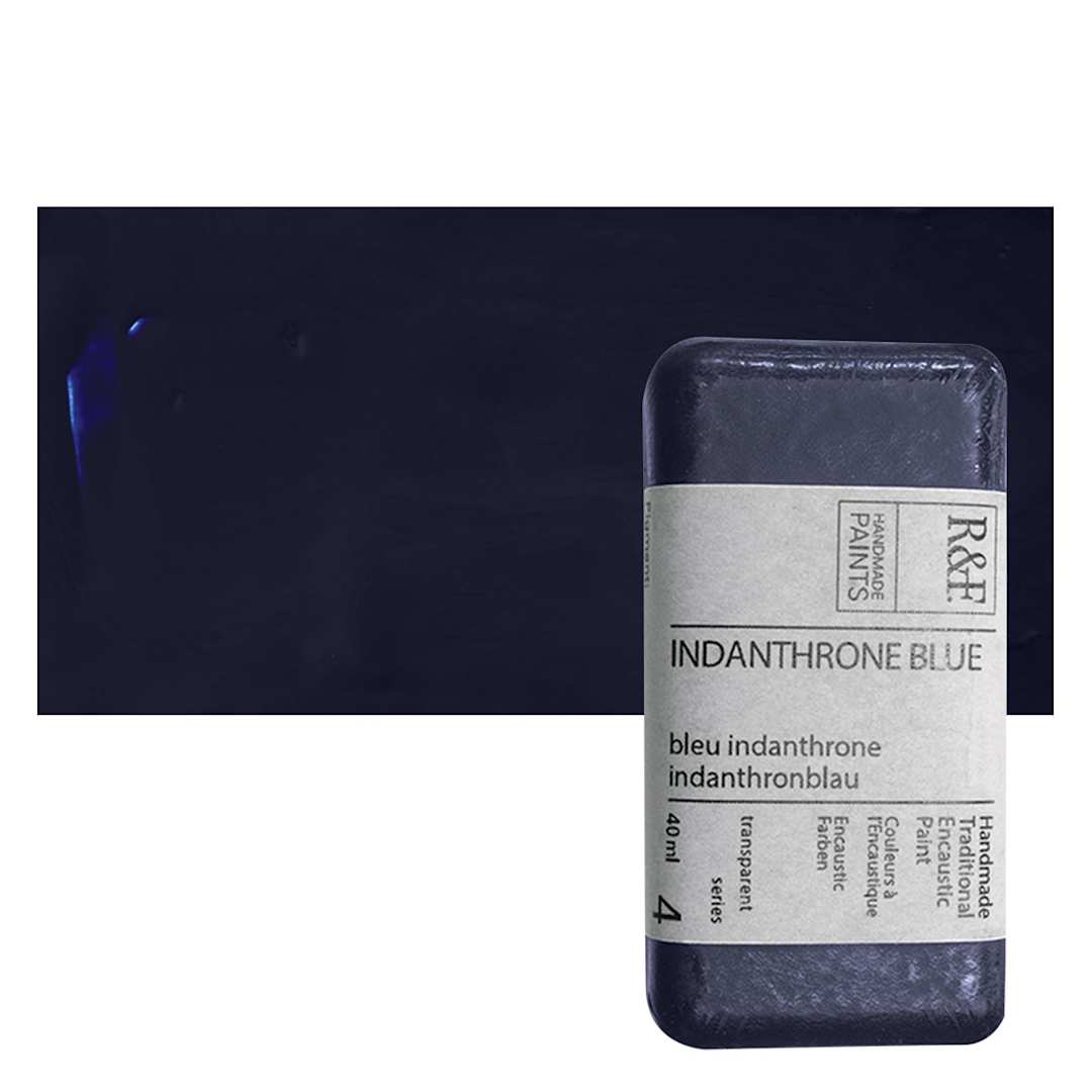 Open in modal - R&F Encaustic Paint Block - Indanthrone Blue, 40 ml, Block and swatch