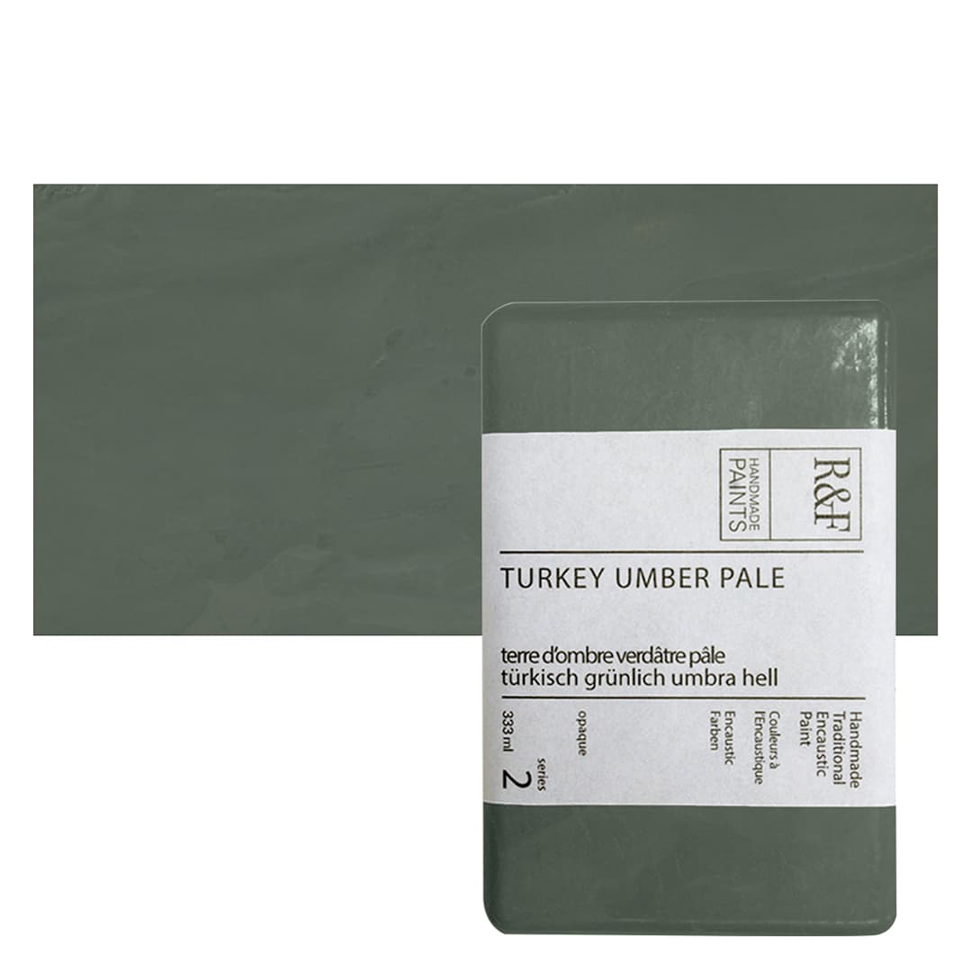 Open in modal - R&F Encaustic Paint Block - Turkey Umber Pale, 333 ml, Block and swatch