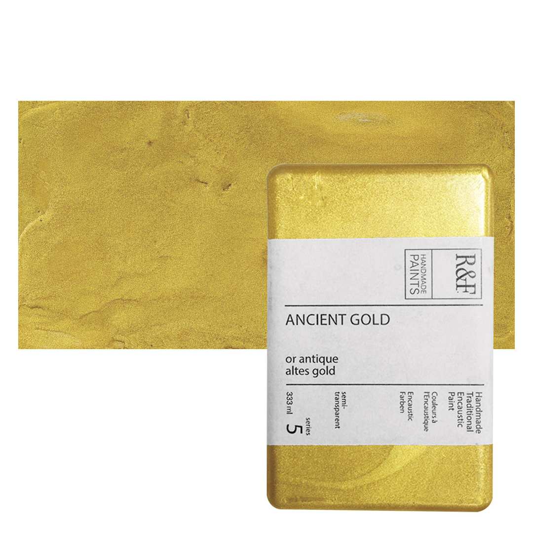 Open in modal - R&F Encaustic Paint Block - Ancient Gold, 333 ml, Block and swatch