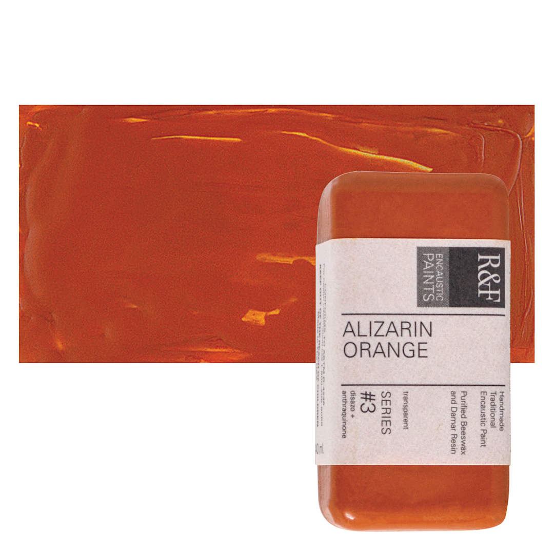 Open in modal - R&F Encaustic Paint Block - Alizarin Orange, 40 ml block and swatch
