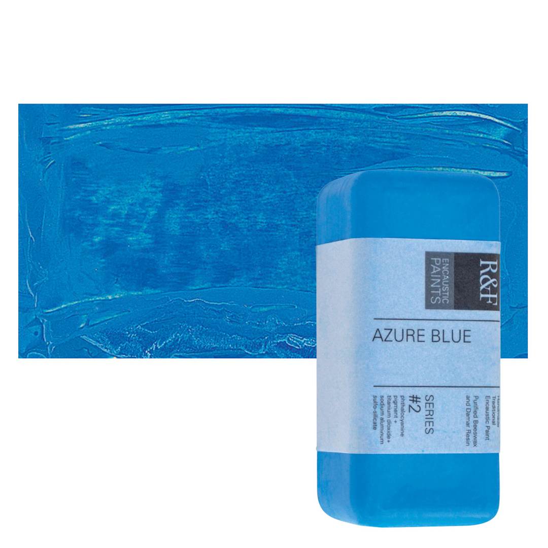 Open in modal - R&F Encaustic Paint Block - Azure Blue, 104 ml block and swatch