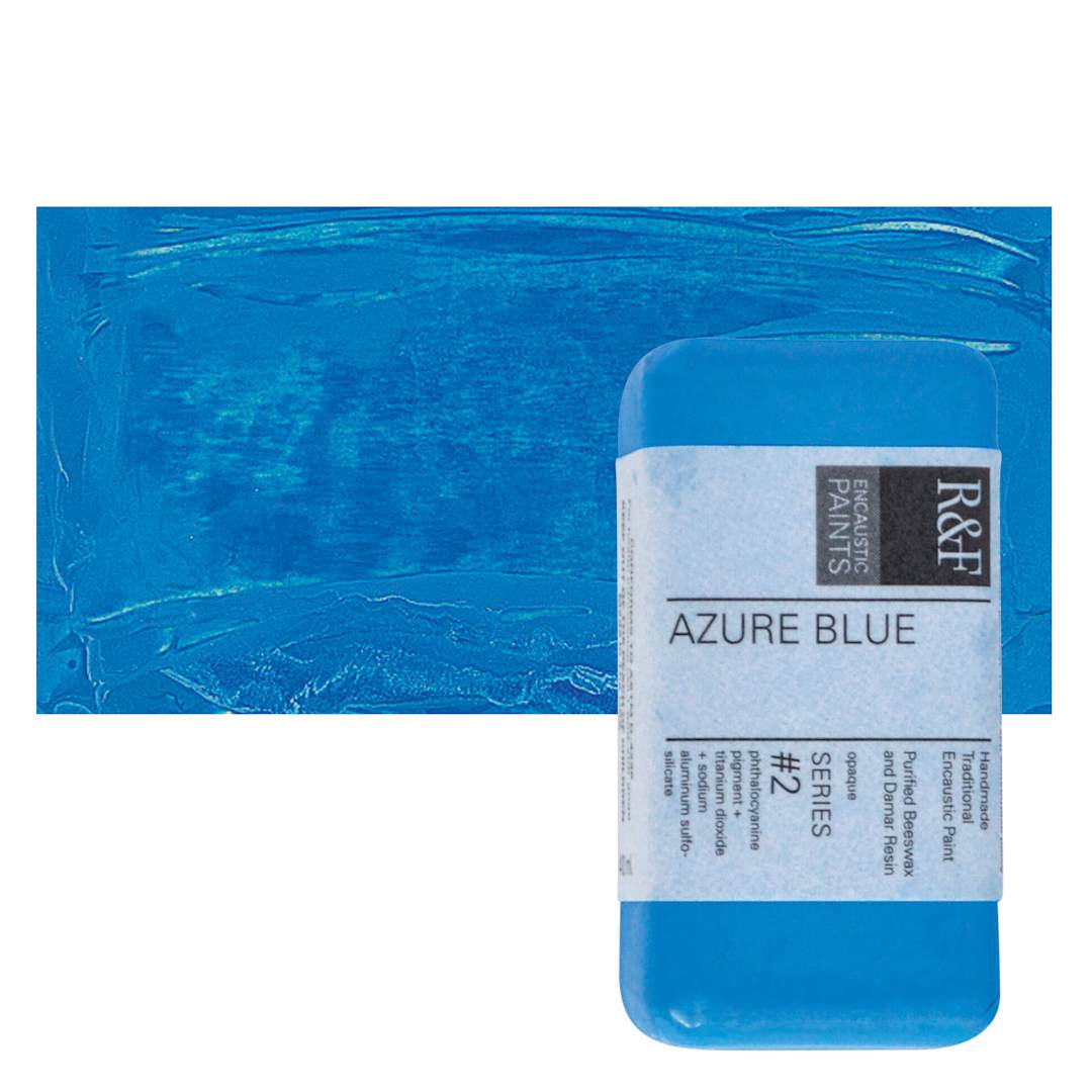 Open in modal - R&F Encaustic Paint Block - Azure Blue, 40 ml block and swatch