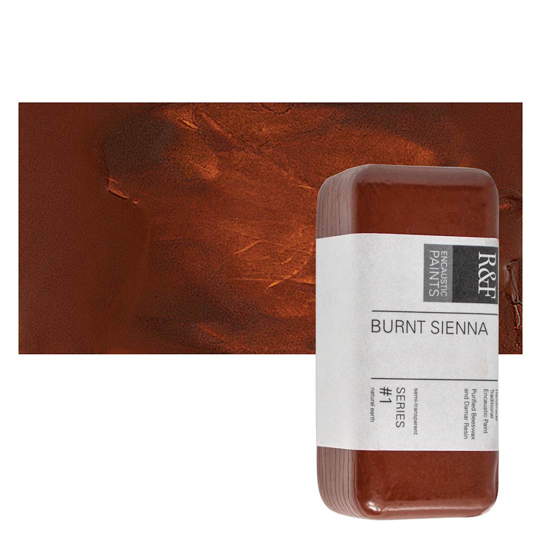 Open in modal - R&F Encaustic Paint Block - Burnt Sienna, 104 ml block and swatch
