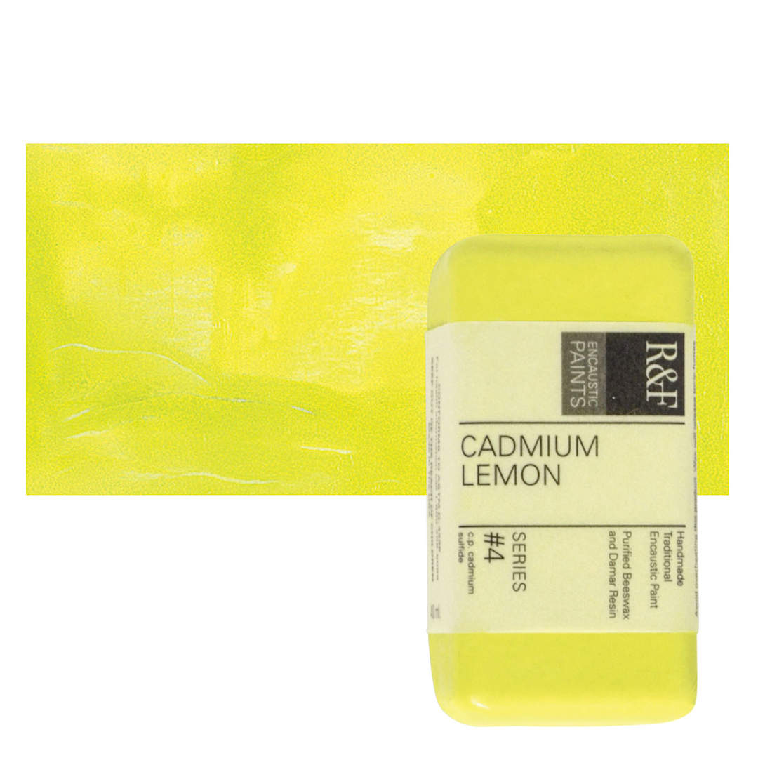 Open in modal - R&F Encaustic Paint Block - Cadmium Lemon, 40 ml block and swatch
