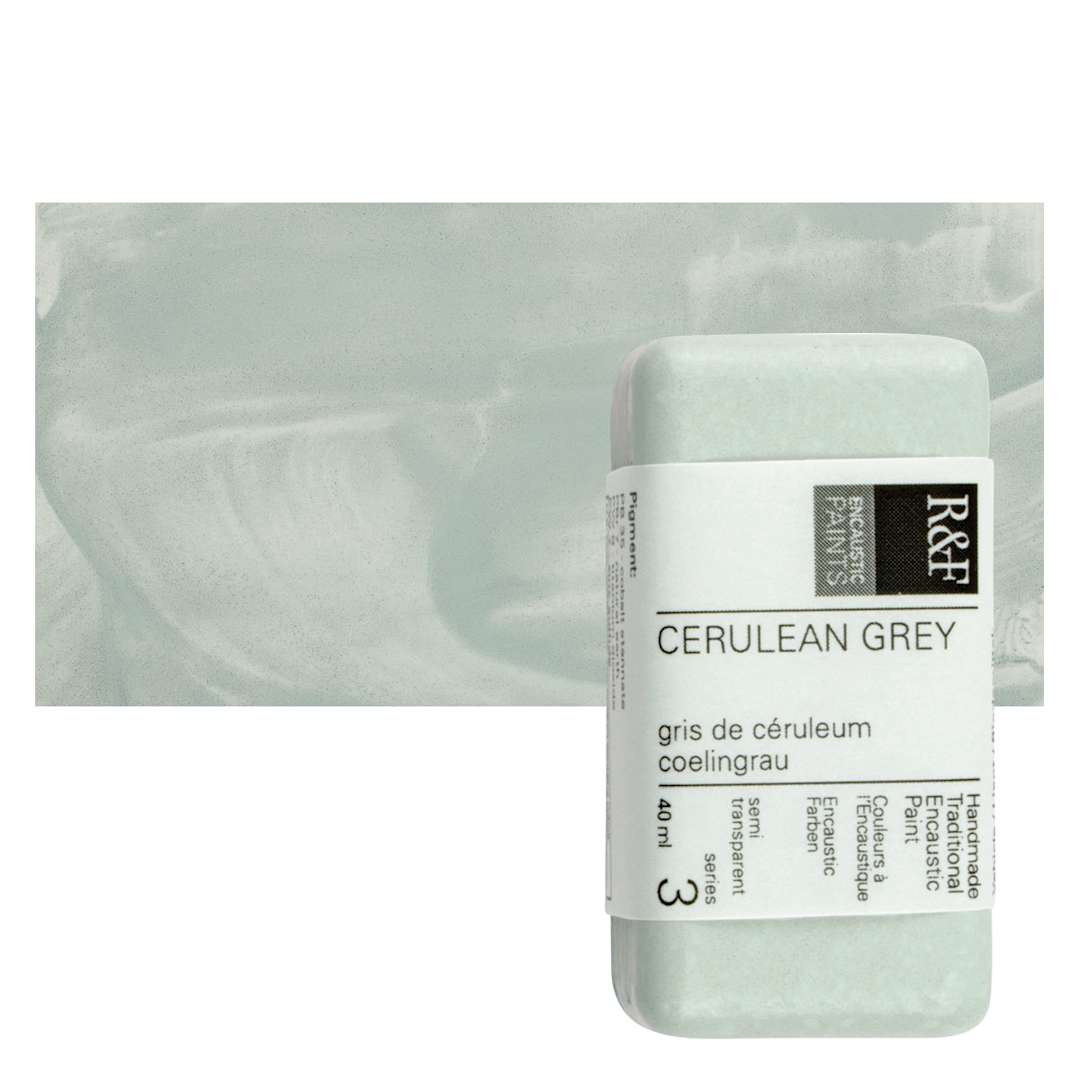 Open in modal - R&F Encaustic Paint Block - Cerulean Gray, 40 ml, Block and swatch