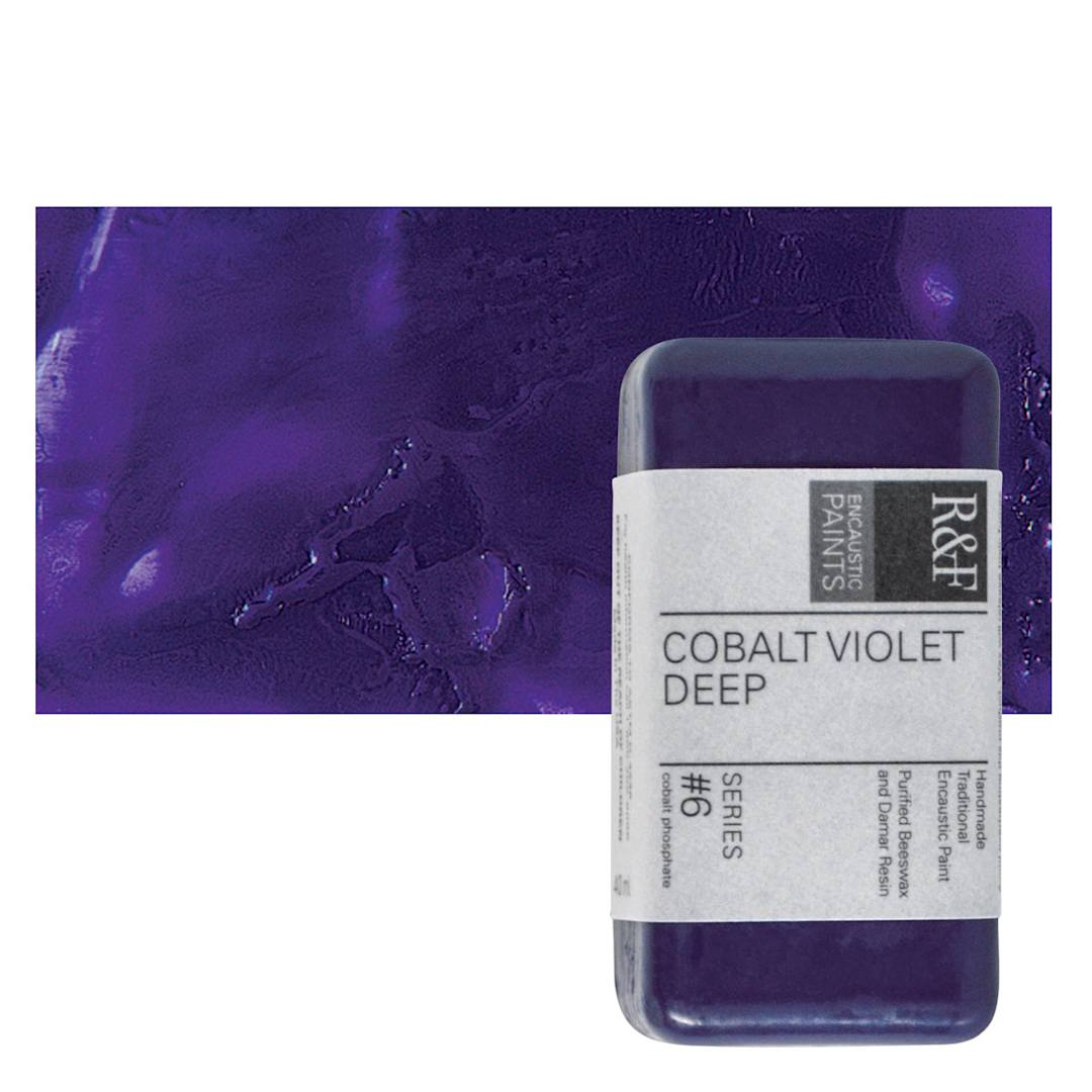 Open in modal - R&F Encaustic Paint Block - Cobalt Violet Deep, 40 ml block and swatch