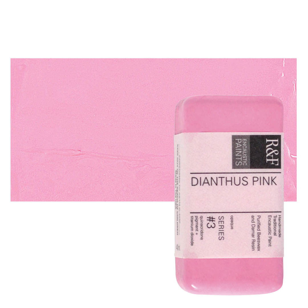 Open in modal - R&F Encaustic Paint Block - Dianthus Pink, 40 ml block and swatch