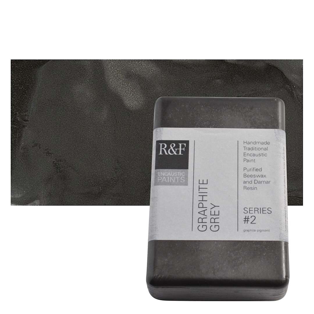 Open in modal - R&F Encaustic Paint Block - Graphite Gray, 333 ml block and swatch