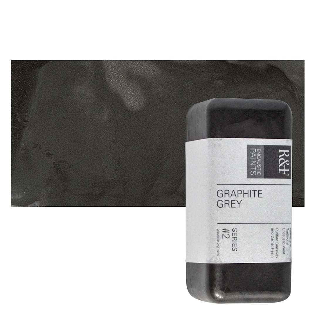 Open in modal - R&F Encaustic Paint Block - Graphite Gray, 104 ml block and swatch