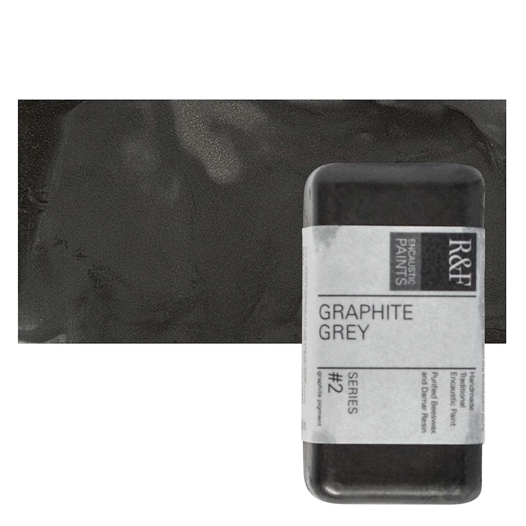 Open in modal - R&F Encaustic Paint Block - Graphite Gray, 40 ml block and swatch