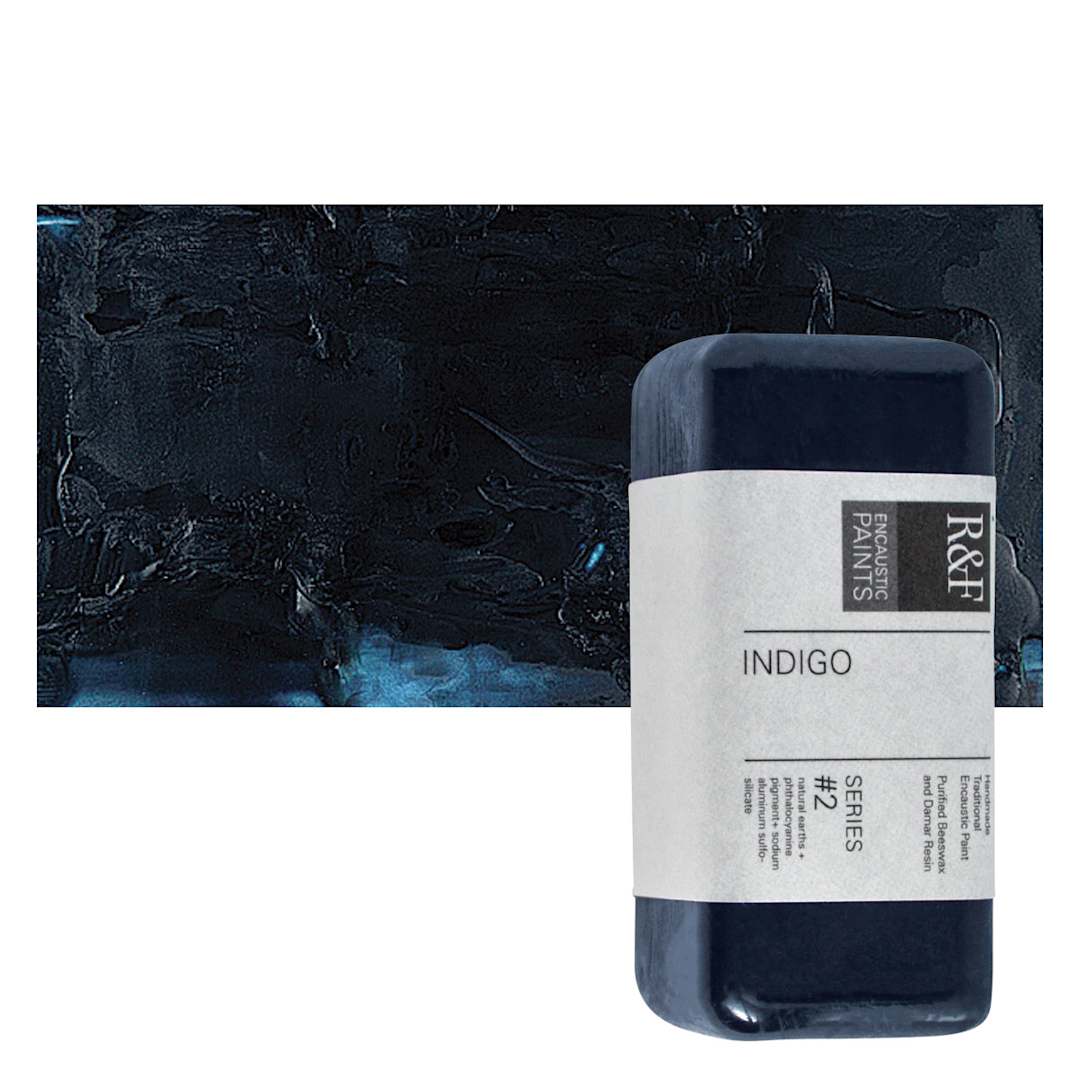 Open in modal - R&F Encaustic Paint Block - Indigo, 104 ml block and swatch