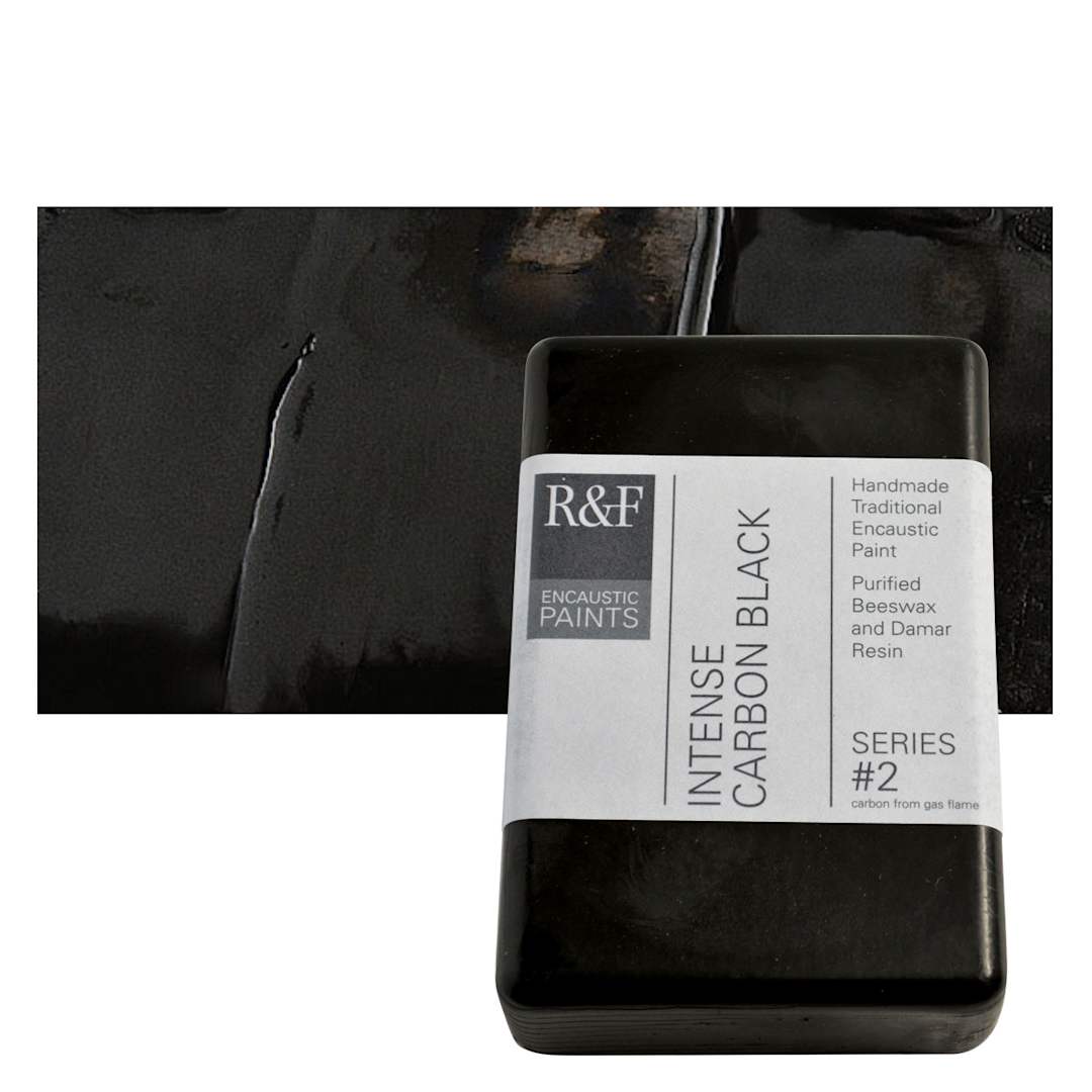 Open in modal - R&F Encaustic Paint Block - Intense Carbon Black, 333 ml block and swatch