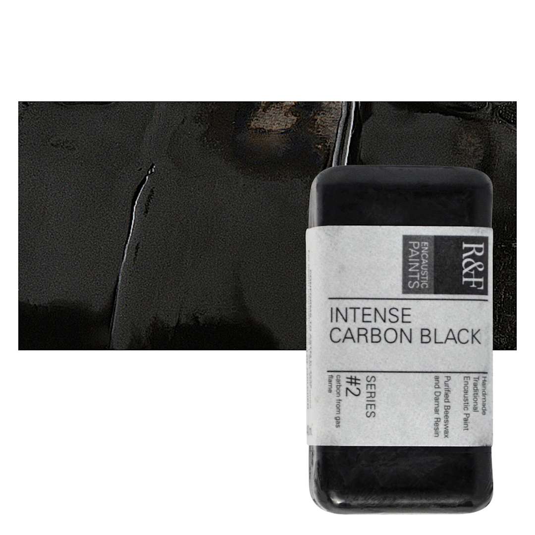 Open in modal - R&F Encaustic Paint Block - Intense Carbon Black, 40 ml block and swatch