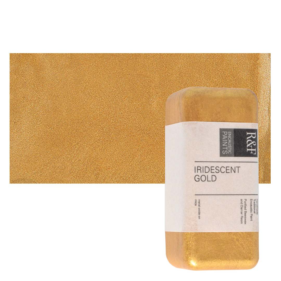 Open in modal - R&F Encaustic Paint Block - Iridescent Gold, 104 ml block and swatch