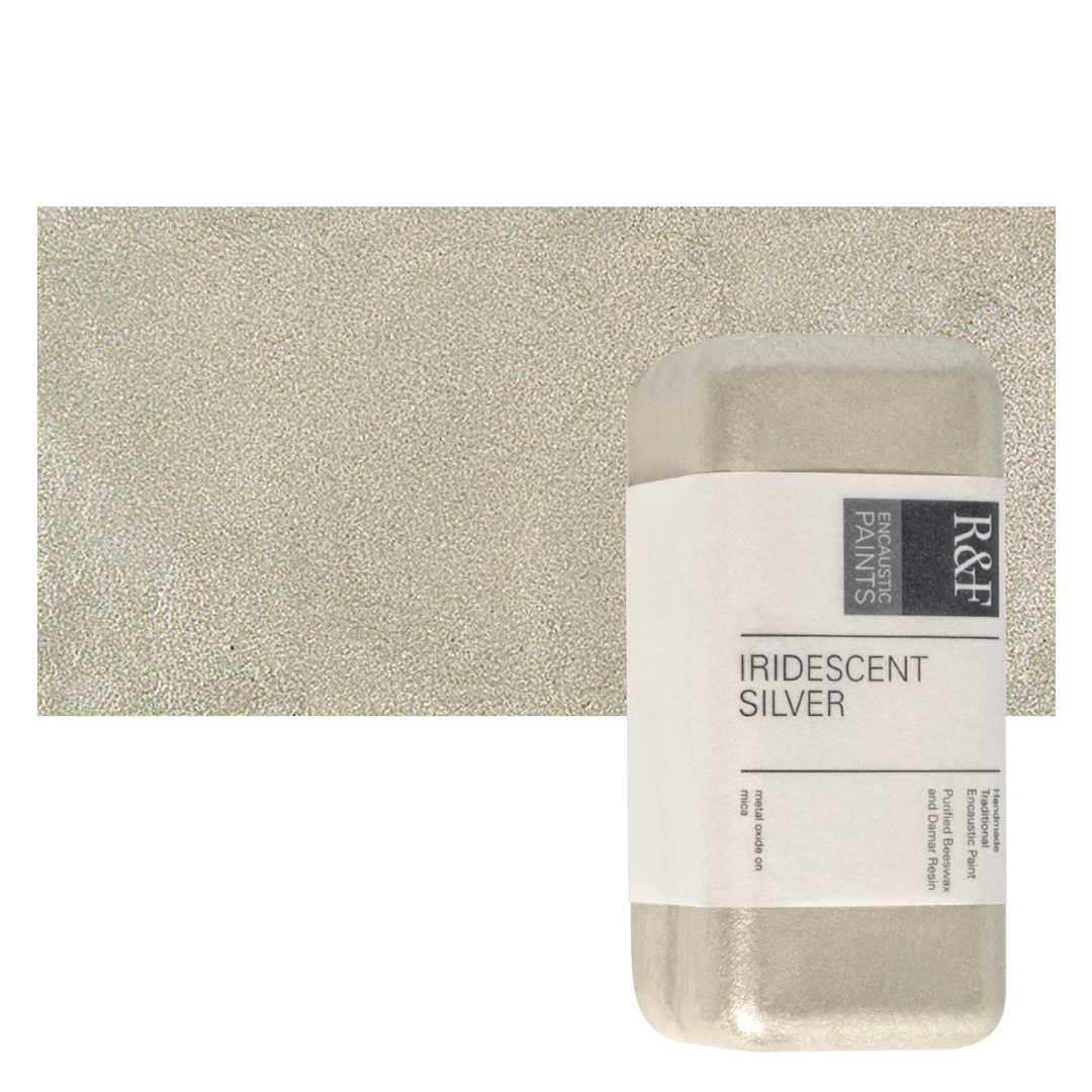Open in modal - R&F Encaustic Paint Block - Iridescent Silver, 104 ml block and swatch