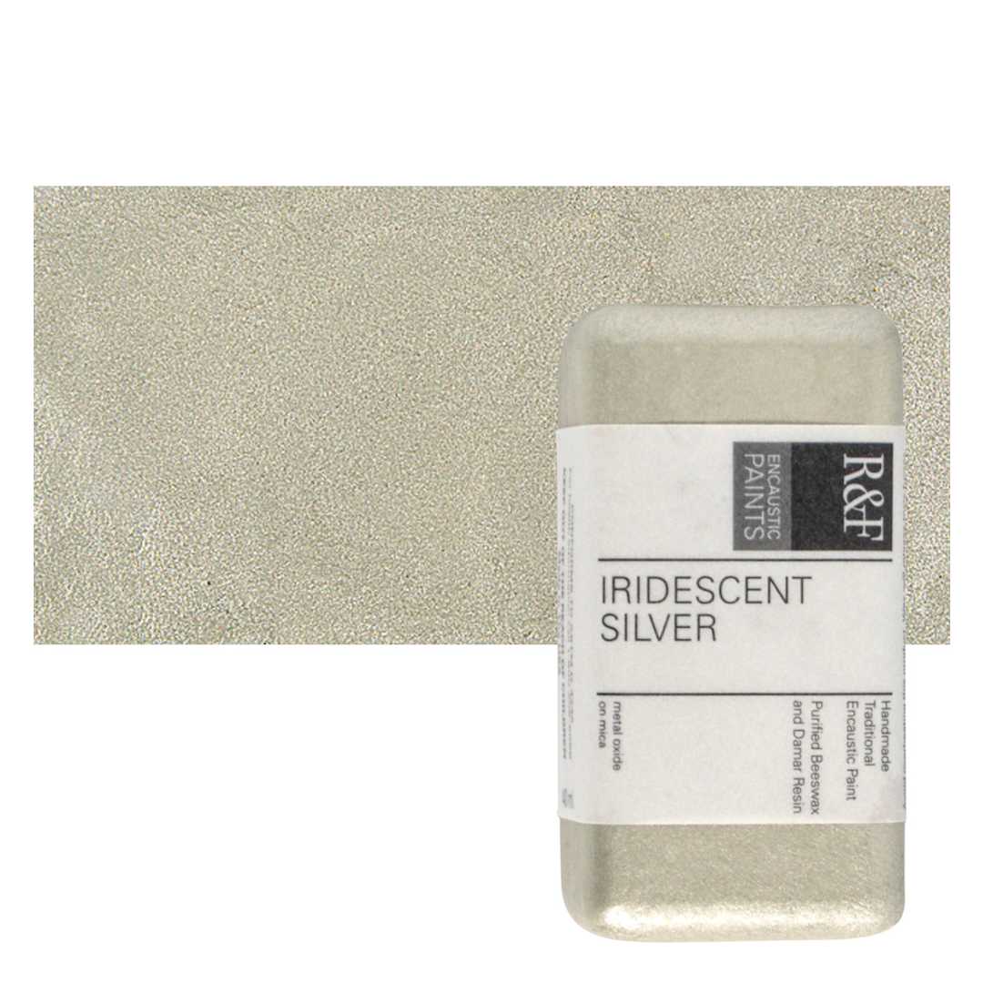 Open in modal - R&F Encaustic Paint Block - Iridescent Silver, 40 ml block and swatch