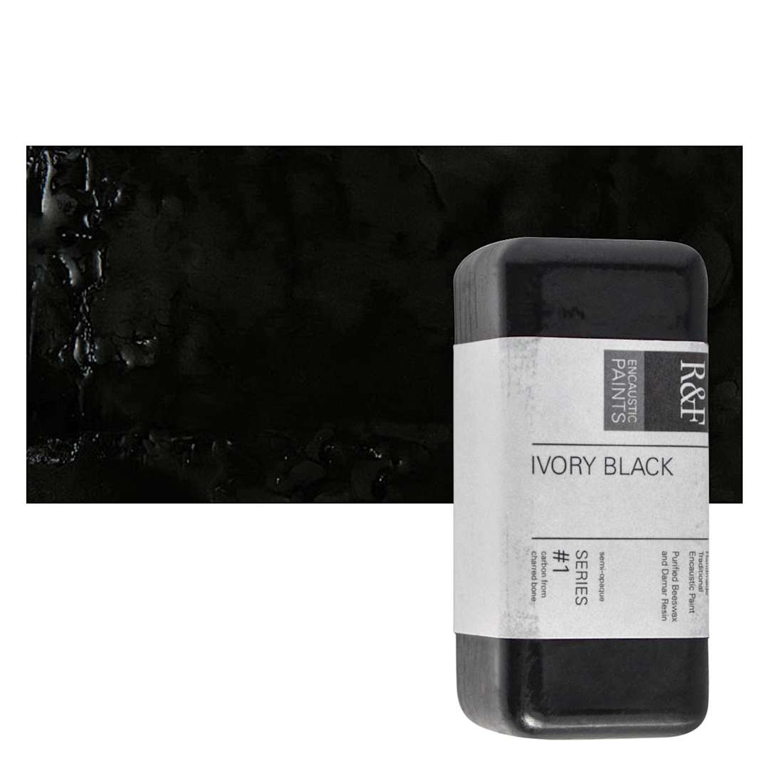 Open in modal - R&F Encaustic Paint Block - Ivory Black, 104 ml block and swatch